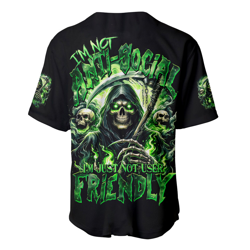 Flame Reaper Skull Im Not Anti Social Baseball Jersey Flame Reaper Skull Im Not Anti Social Baseball Jersey