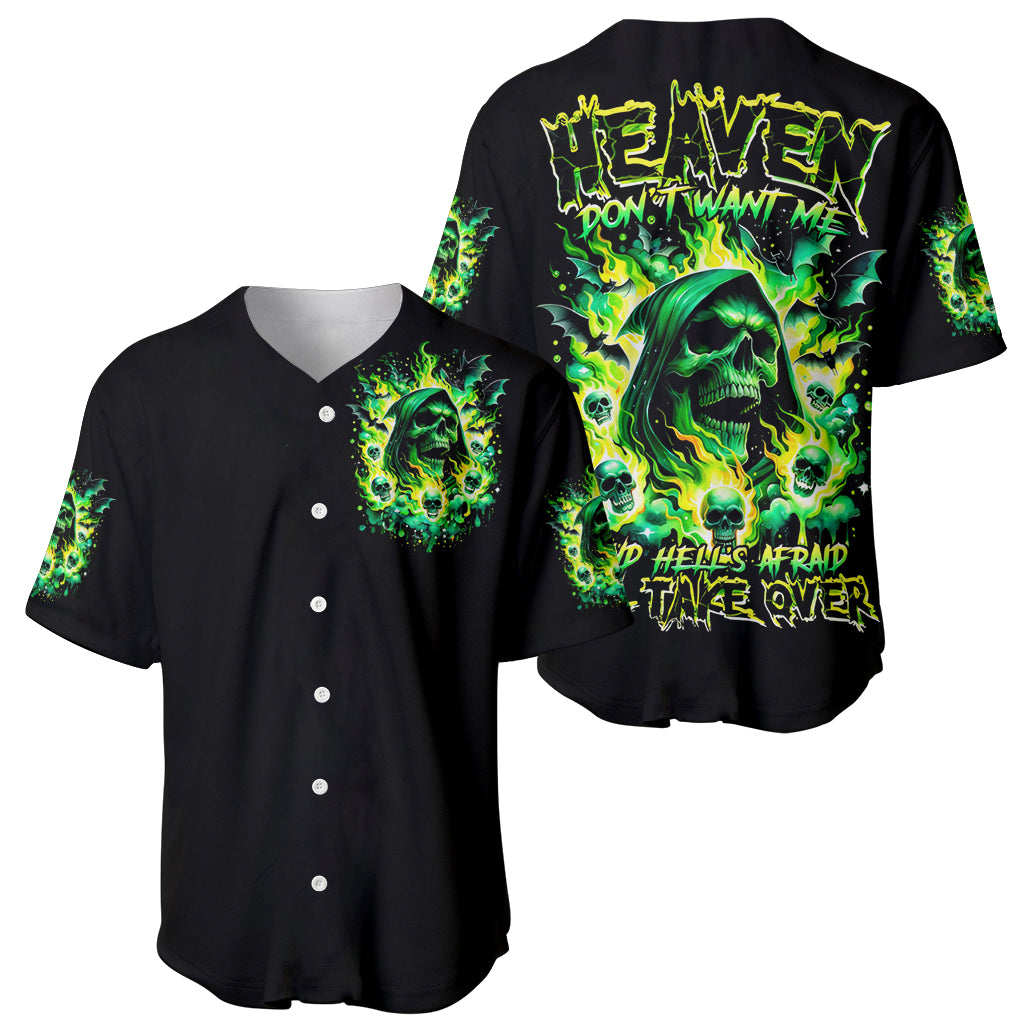 Flame Skull Heaven Dont Want Me Hell Baseball Jersey Flame Skull Heaven Dont Want Me Hell Baseball Jersey