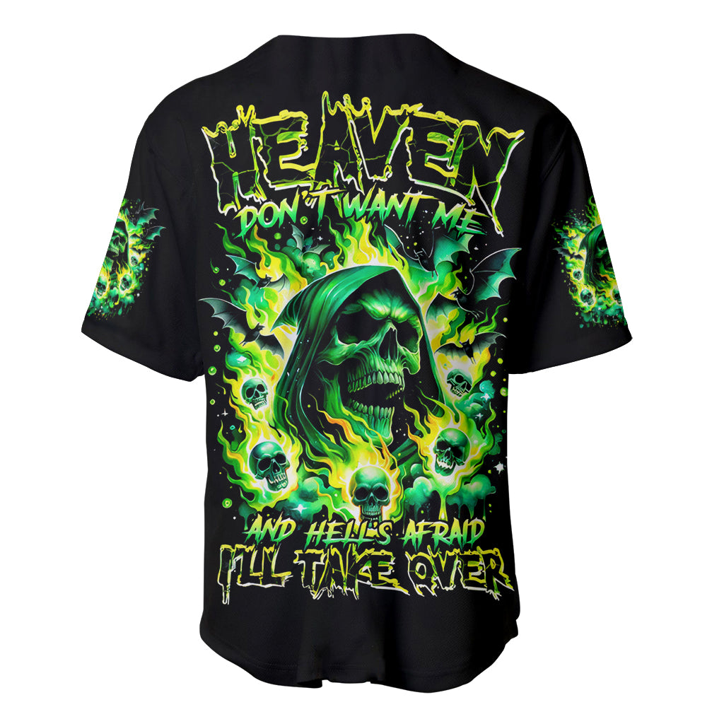 Flame Skull Heaven Dont Want Me Hell Baseball Jersey Flame Skull Heaven Dont Want Me Hell Baseball Jersey