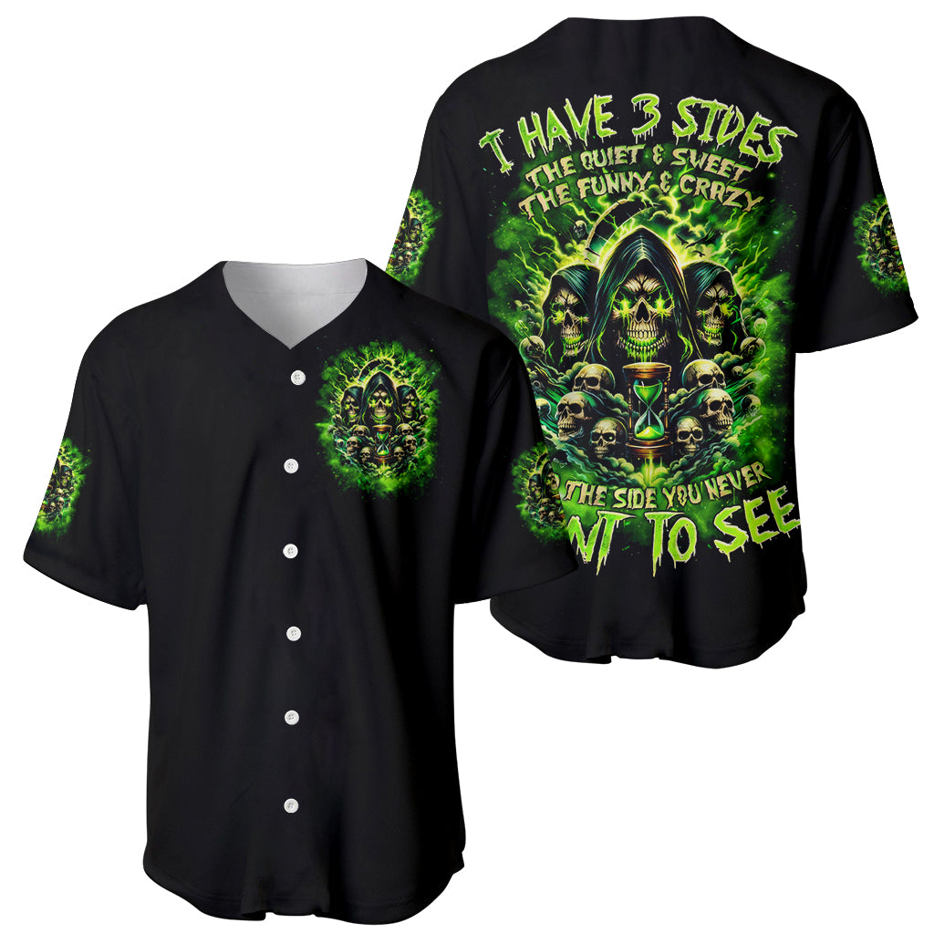 Flame Skull I Have 3 Sides Quite Baseball Jersey Flame Skull I Have 3 Sides Quite Baseball Jersey