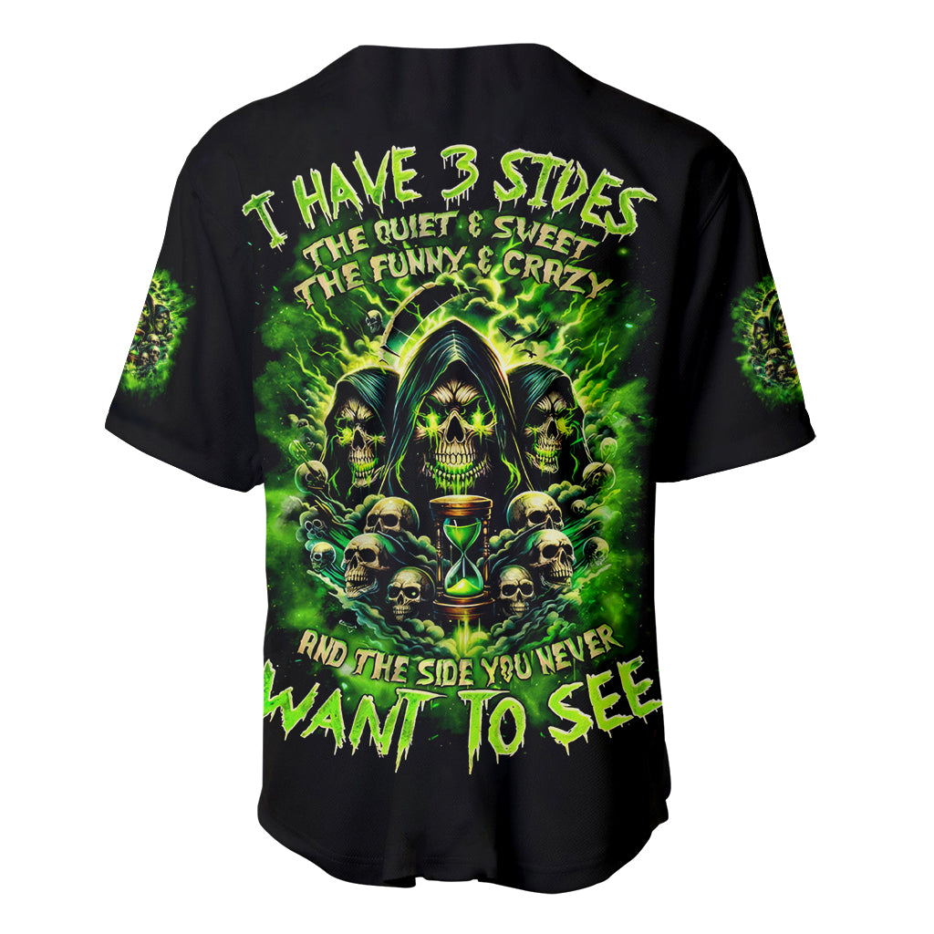 Flame Skull I Have 3 Sides Quite Baseball Jersey Flame Skull I Have 3 Sides Quite Baseball Jersey