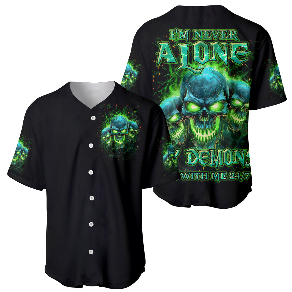 Flame Skull Im Never Alone My Demons Baseball Jersey Flame Skull Im Never Alone My Demons Baseball Jersey
