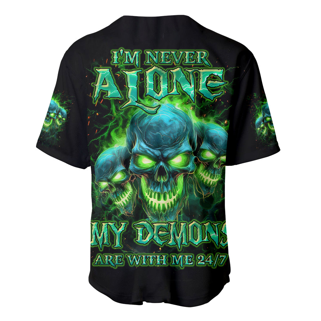 Flame Skull Im Never Alone My Demons Baseball Jersey Flame Skull Im Never Alone My Demons Baseball Jersey
