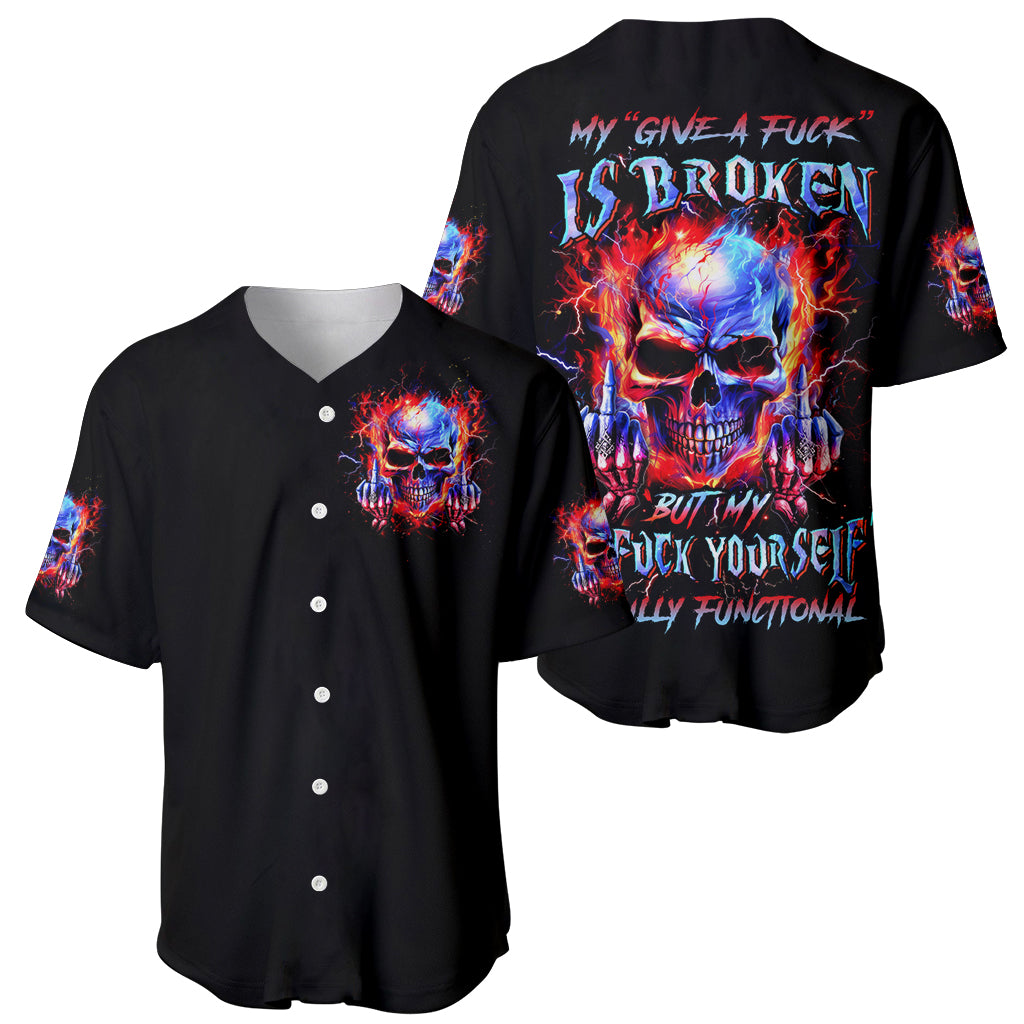 Flame Skull My Give A Fuck Is Baseball Jersey Flame Skull My Give A Fuck Is Baseball Jersey
