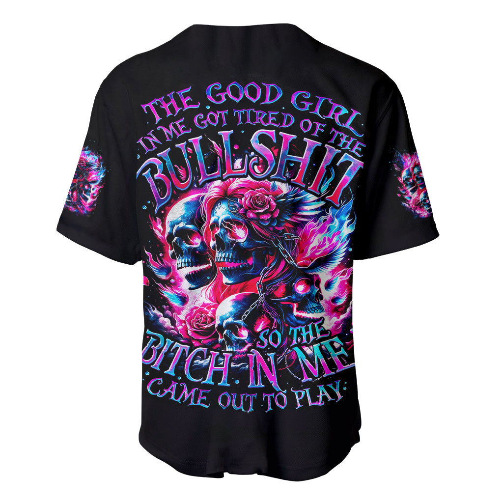 Flame Skull The Good Girl In Me Baseball Jersey Flame Skull The Good Girl In Me Baseball Jersey