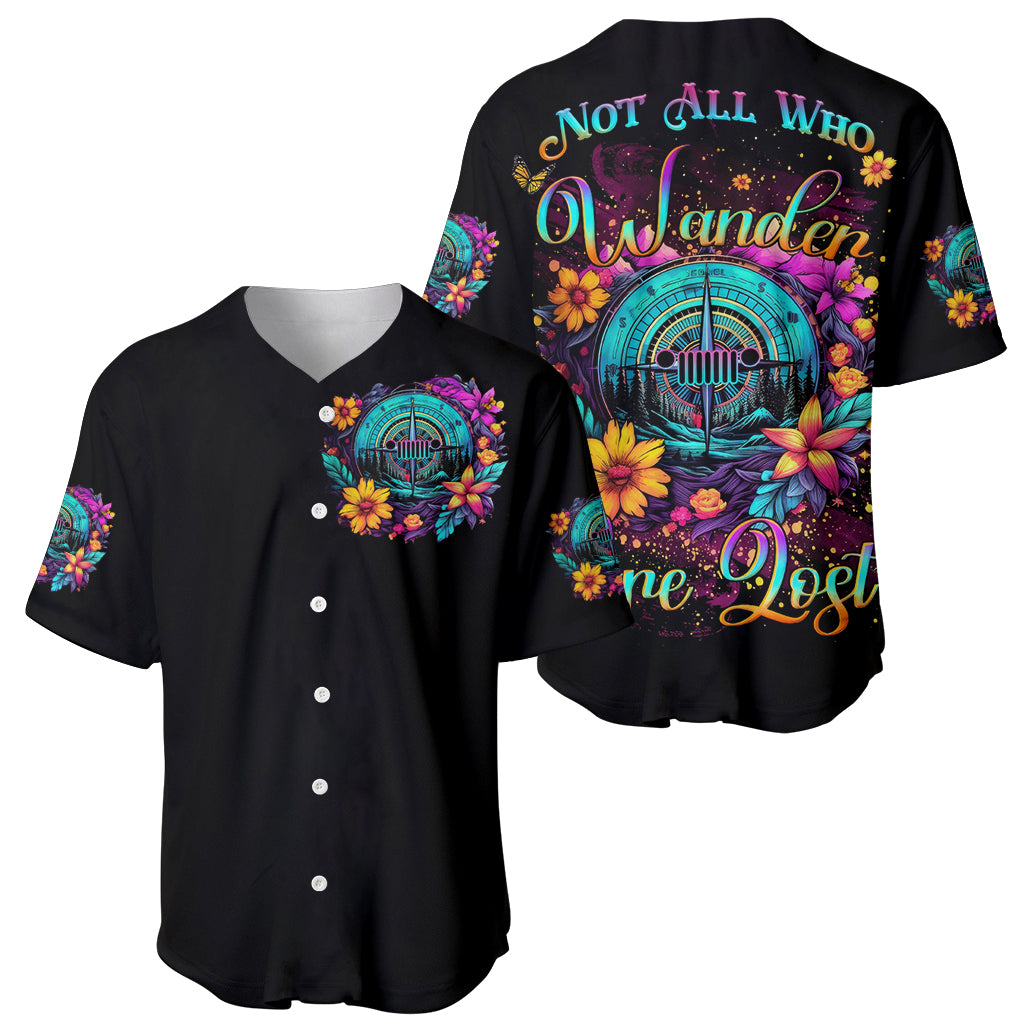 Flower Jeep Not All Who Wander Are Baseball Jersey Flower Jeep Not All Who Wander Are Baseball Jersey