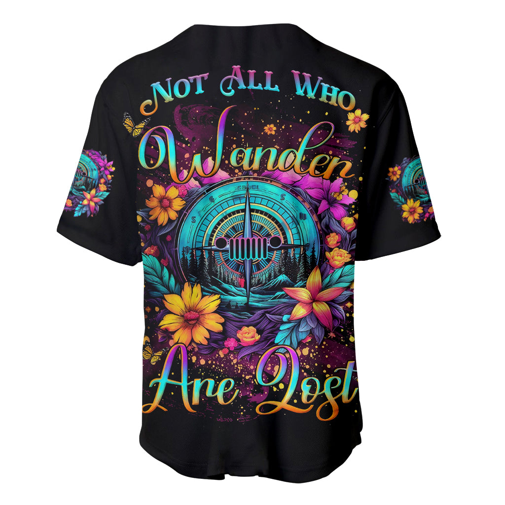 Flower Jeep Not All Who Wander Are Baseball Jersey Flower Jeep Not All Who Wander Are Baseball Jersey