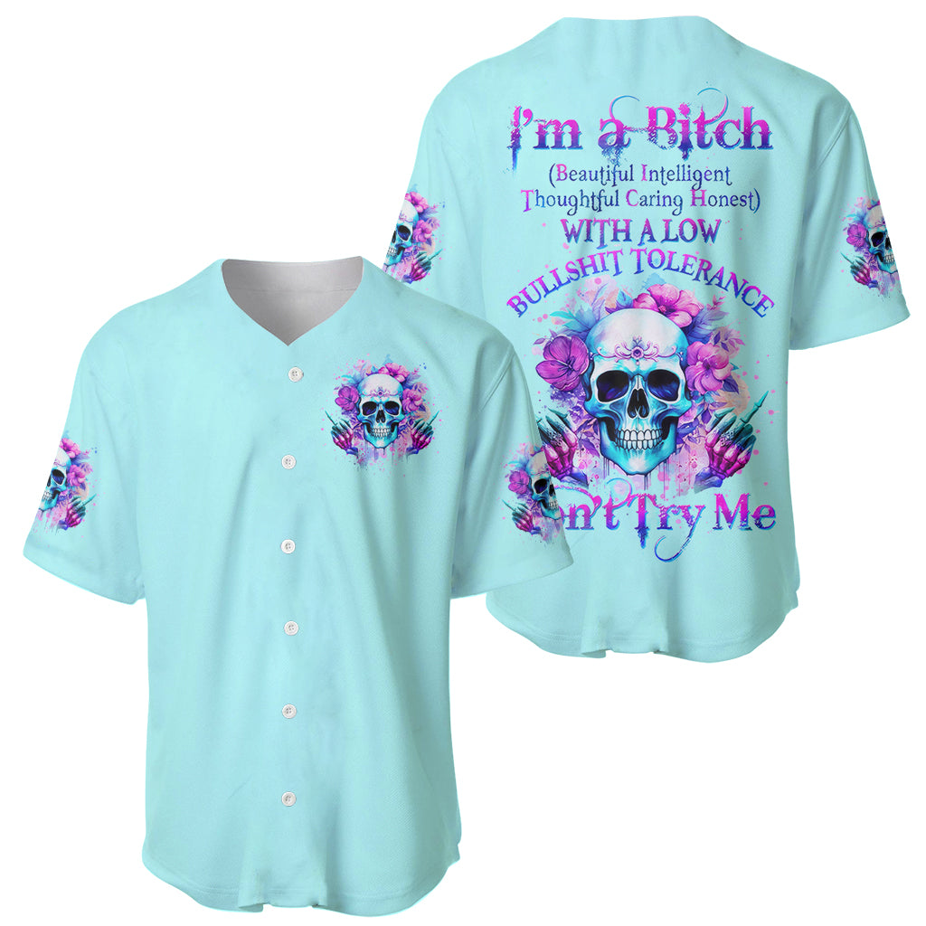Flower Skull Angel Im A Bitch With Baseball Jersey Flower Skull Angel Im A Bitch With Baseball Jersey