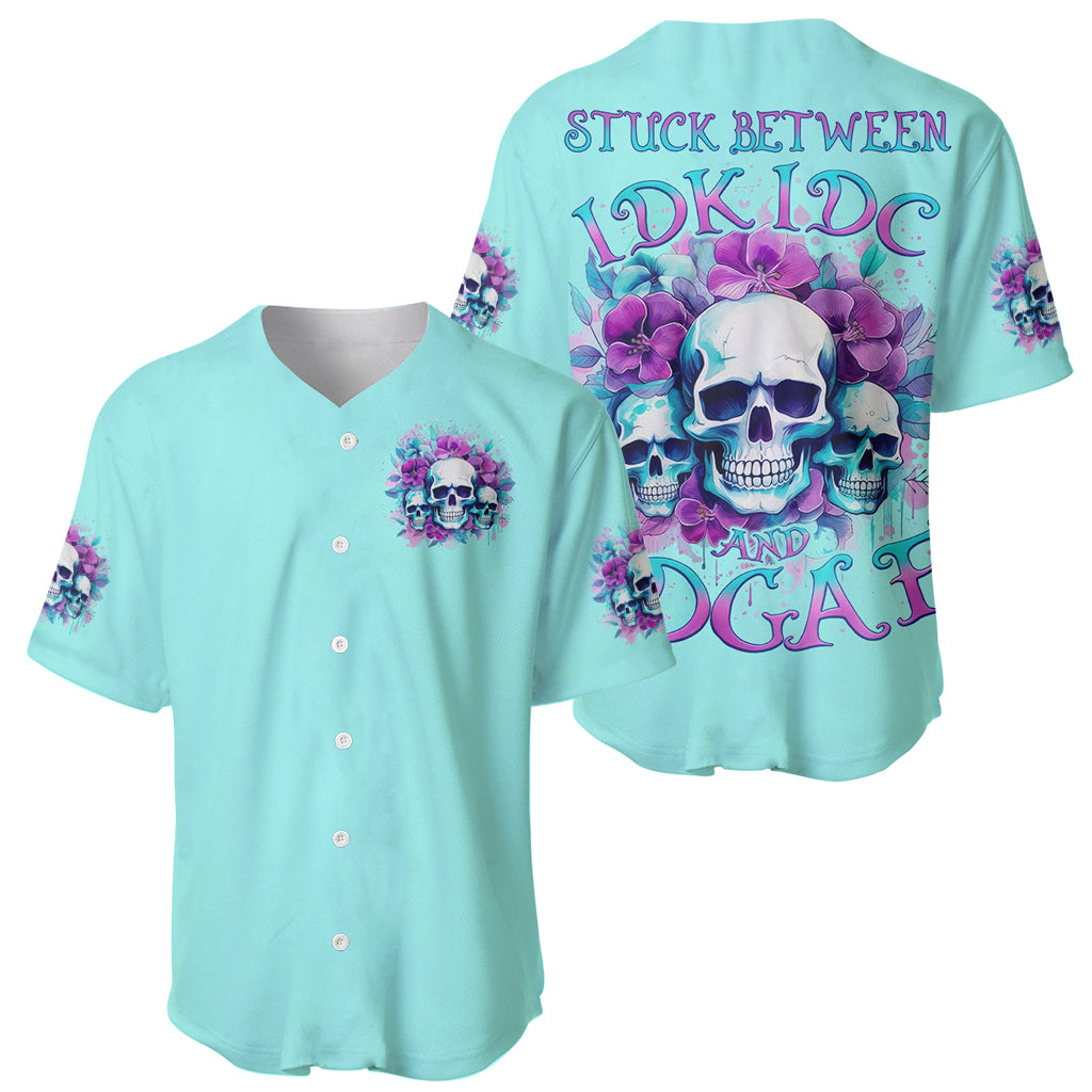 Flower Skull Angel Stuck Between Idk Idc Baseball Jersey Flower Skull Angel Stuck Between Idk Idc Baseball Jersey