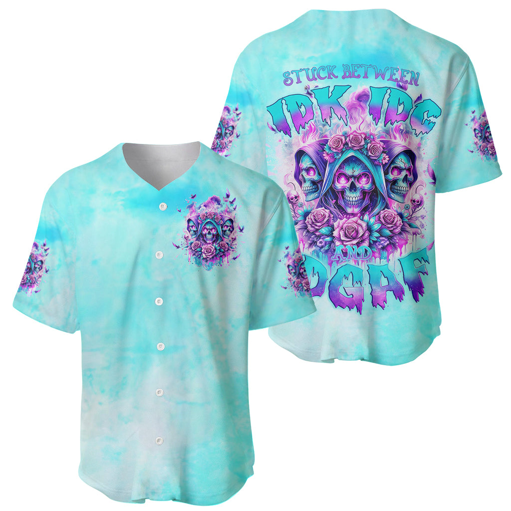 Flower Skull Angel Stuck Between Idk Idc_1 Baseball Jersey Flower Skull Angel Stuck Between Idk Idc_1 Baseball Jersey