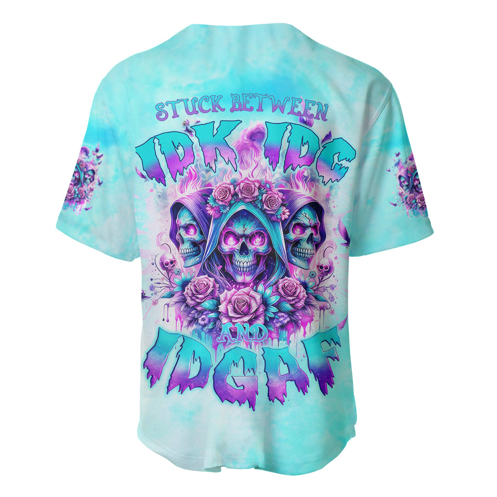 Flower Skull Angel Stuck Between Idk Idc_1 Baseball Jersey Flower Skull Angel Stuck Between Idk Idc_1 Baseball Jersey