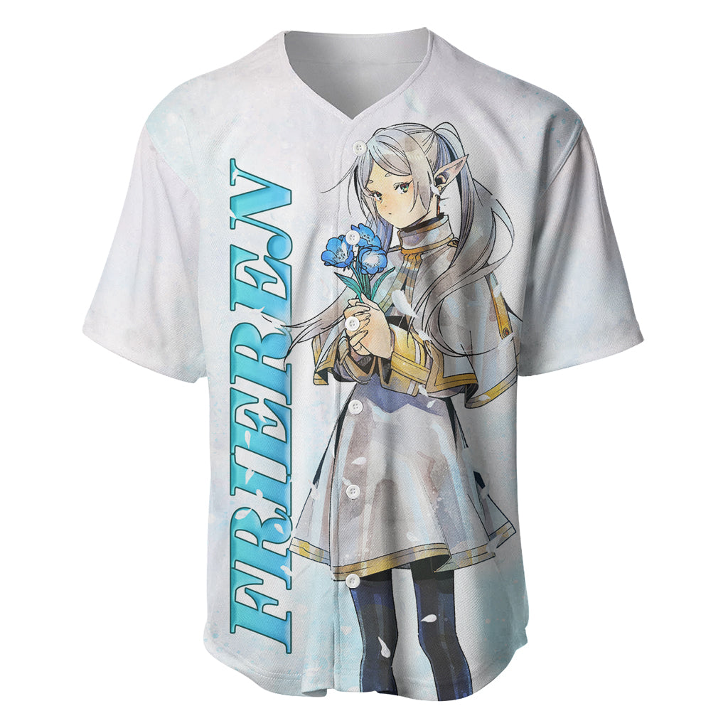 Frieren Anime Flowers Field Baseball Jersey Frieren Anime Flowers Field Baseball Jersey