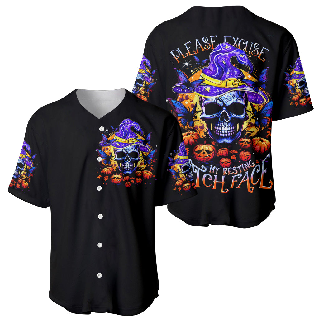 Halloween Skull Please Excuse My Resting Witch Baseball Jersey Halloween Skull Please Excuse My Resting Witch Baseball Jersey