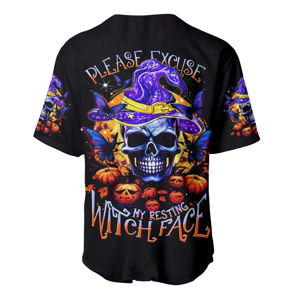 Halloween Skull Please Excuse My Resting Witch Baseball Jersey Halloween Skull Please Excuse My Resting Witch Baseball Jersey