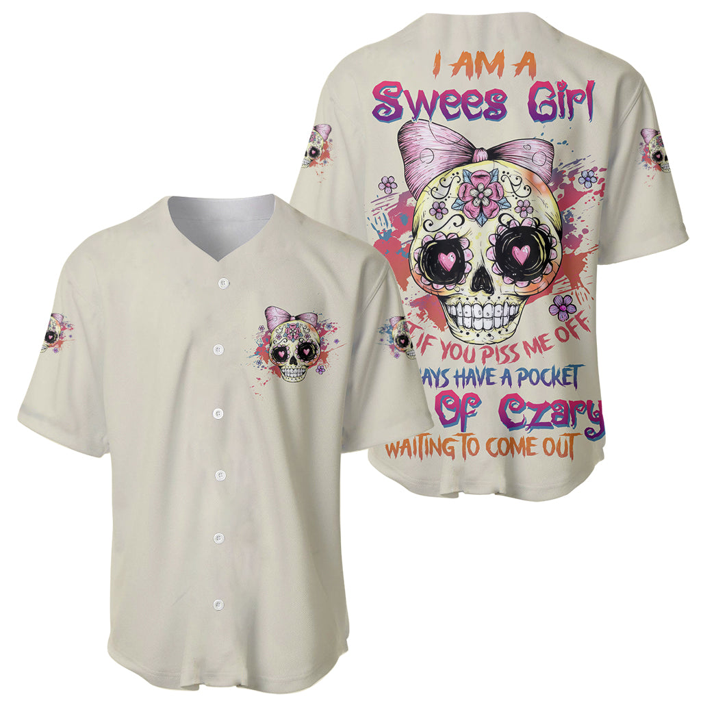 I Am A Sweet Girl Skull Baseball Jersey I Am A Sweet Girl Skull Baseball Jersey