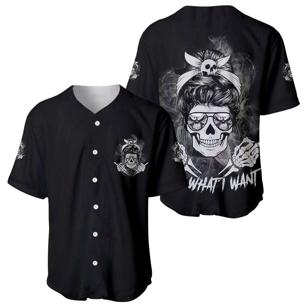 I Do What I Want Skull Black Baseball Jersey I Do What I Want Skull Black Baseball Jersey