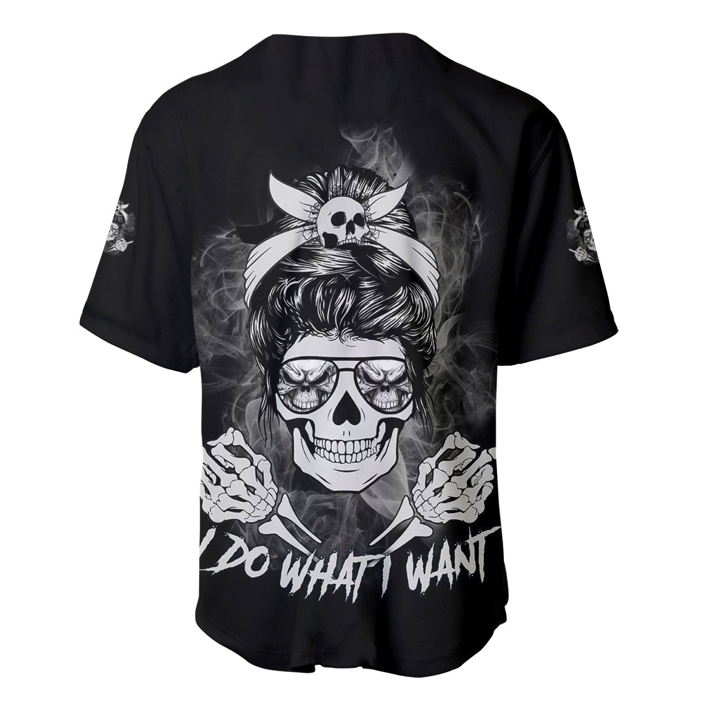 I Do What I Want Skull Black Baseball Jersey I Do What I Want Skull Black Baseball Jersey