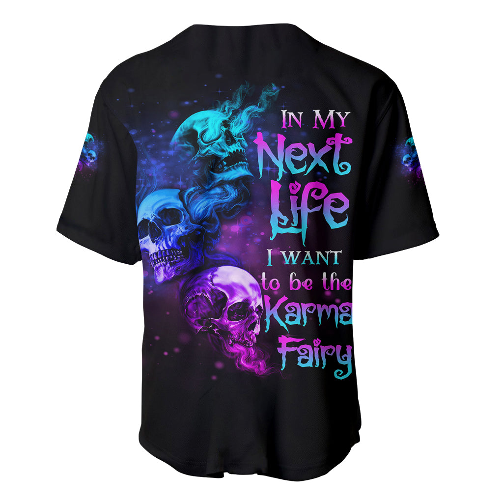 Karma Fairy Three Skulls Baseball Jersey Karma Fairy Three Skulls Baseball Jersey
