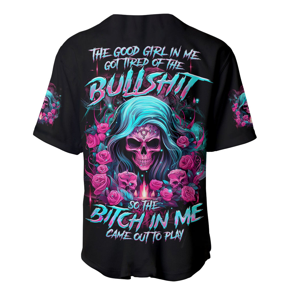 Lady Skull The Good Girl In Me Baseball Jersey Lady Skull The Good Girl In Me Baseball Jersey