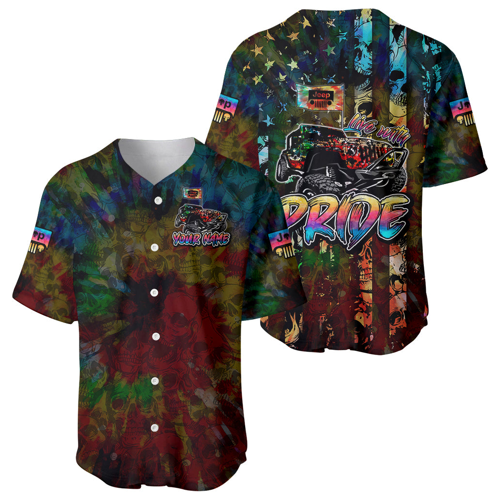 Lgbt Jeep Skull Live With Pride Baseball Jersey Lgbt Jeep Skull Live With Pride Baseball Jersey