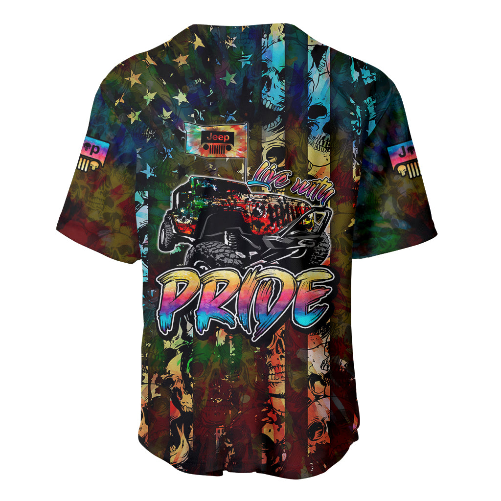 Lgbt Jeep Skull Live With Pride Baseball Jersey Lgbt Jeep Skull Live With Pride Baseball Jersey