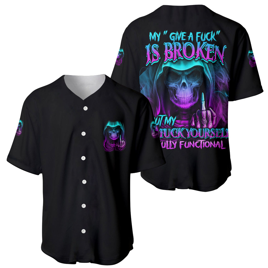 My Give A F Reaper Purple Baseball Jersey My Give A F Reaper Purple Baseball Jersey