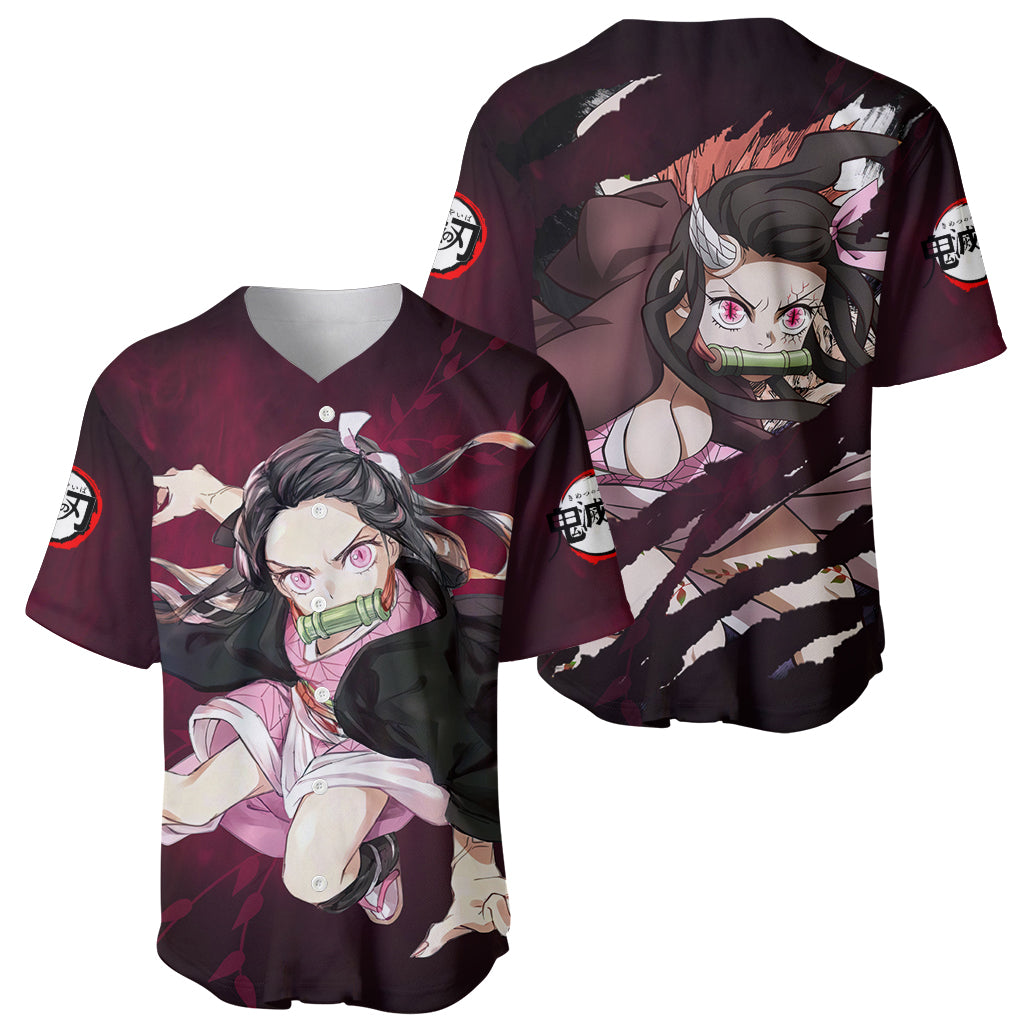 Nezuko Fighting Anime Baseball Jersey Nezuko Fighting Anime Baseball Jersey