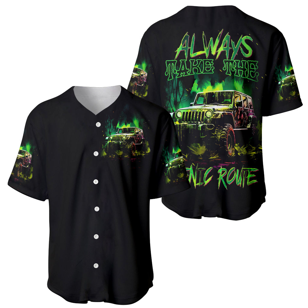 Off Road Jeep Always Take The Scenic Baseball Jersey Off Road Jeep Always Take The Scenic Baseball Jersey