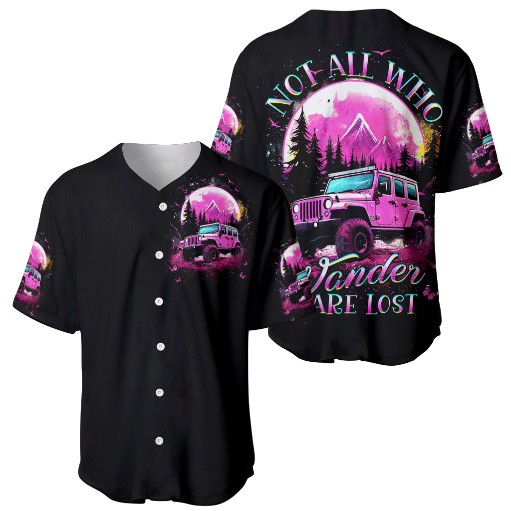 Pink Jeep Not All Who Wander Are Baseball Jersey Pink Jeep Not All Who Wander Are Baseball Jersey