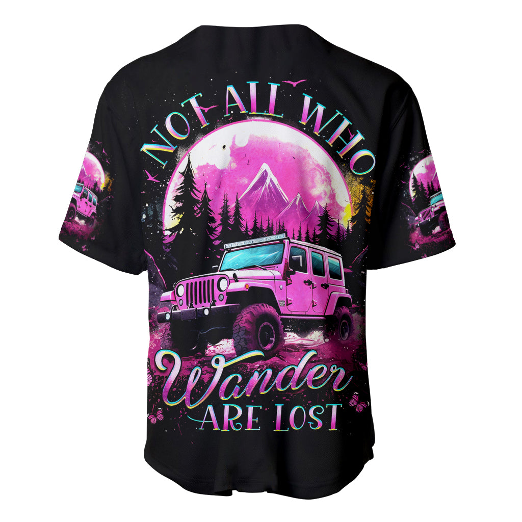 Pink Jeep Not All Who Wander Are Baseball Jersey Pink Jeep Not All Who Wander Are Baseball Jersey