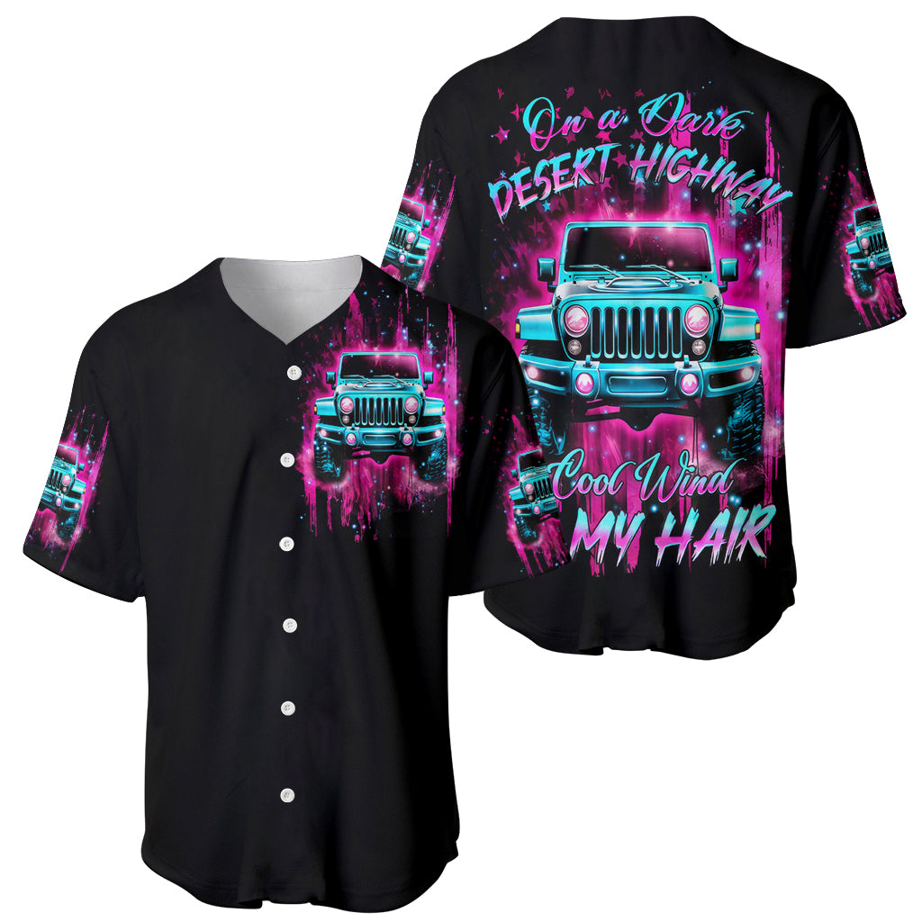 Pink Jeep On The Dark Desert Highway Baseball Jersey Pink Jeep On The Dark Desert Highway Baseball Jersey