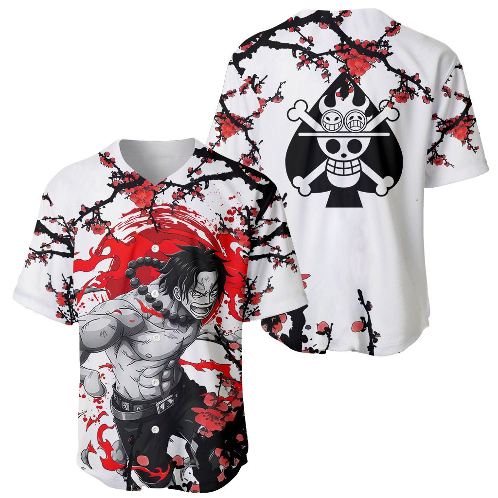 Portgas D Ace Japan Style One Piece Baseball Jersey Portgas D Ace Japan Style One Piece Baseball Jersey