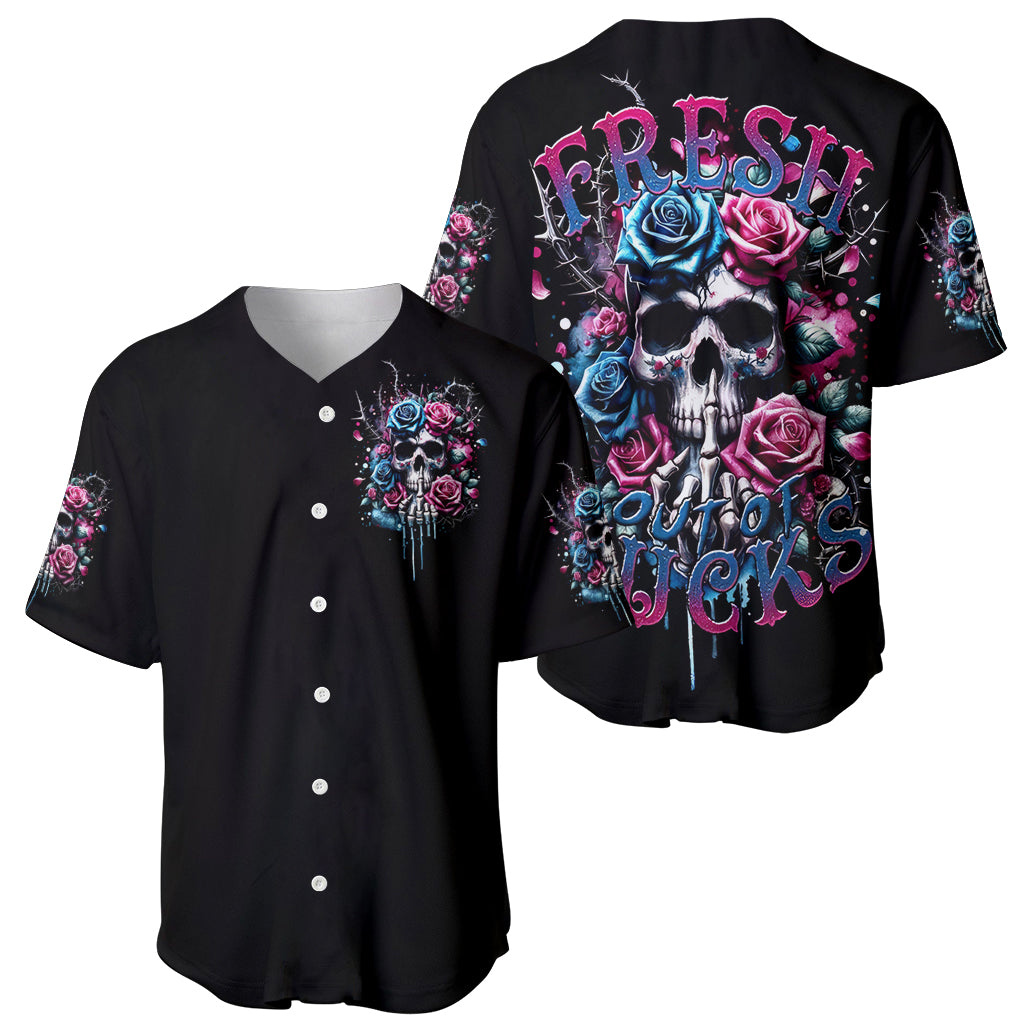 Rose Skull Fresh Out Of Fucks Baseball Jersey Rose Skull Fresh Out Of Fucks Baseball Jersey