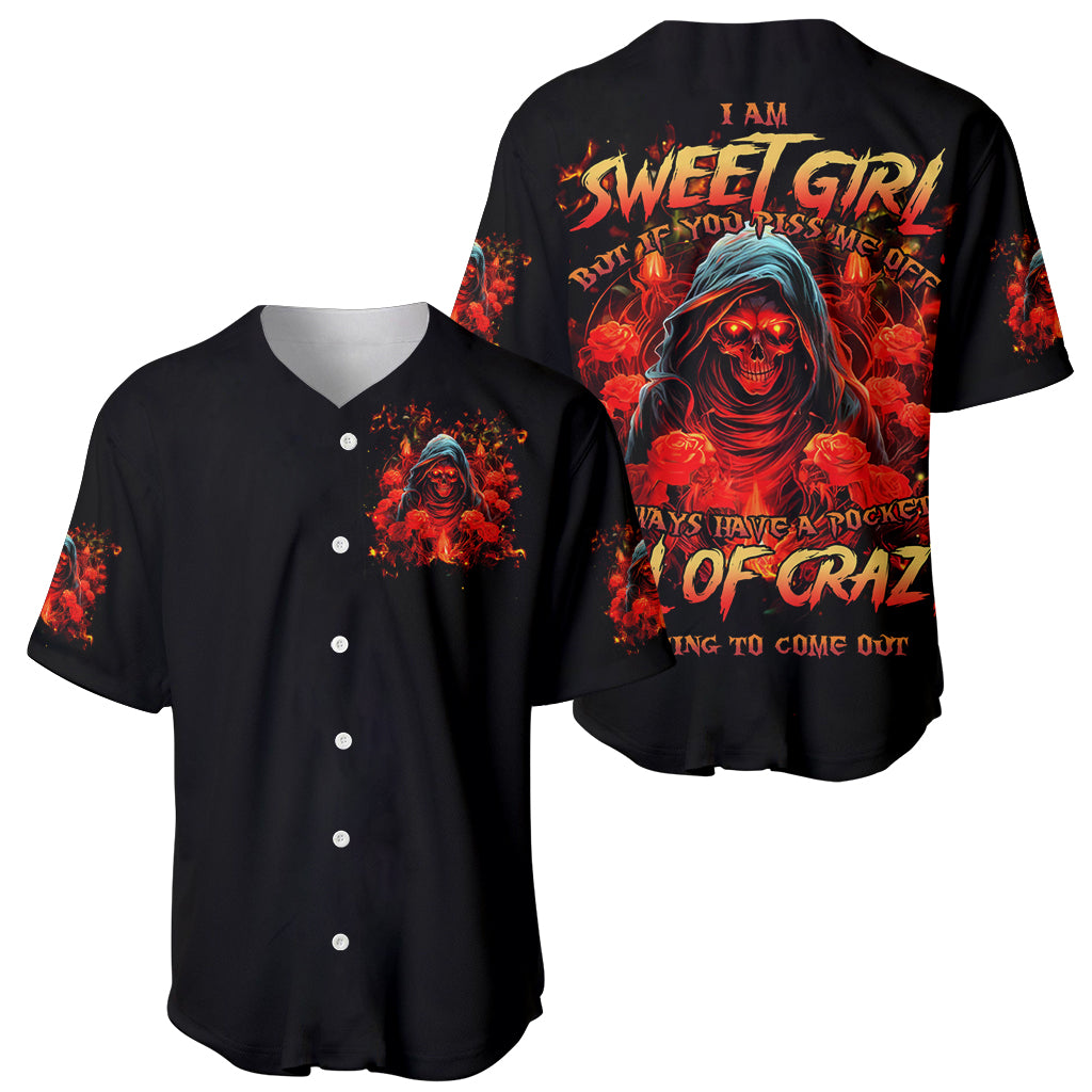 Rose Skull Iam Sweet Girl But If Baseball Jersey Rose Skull Iam Sweet Girl But If Baseball Jersey