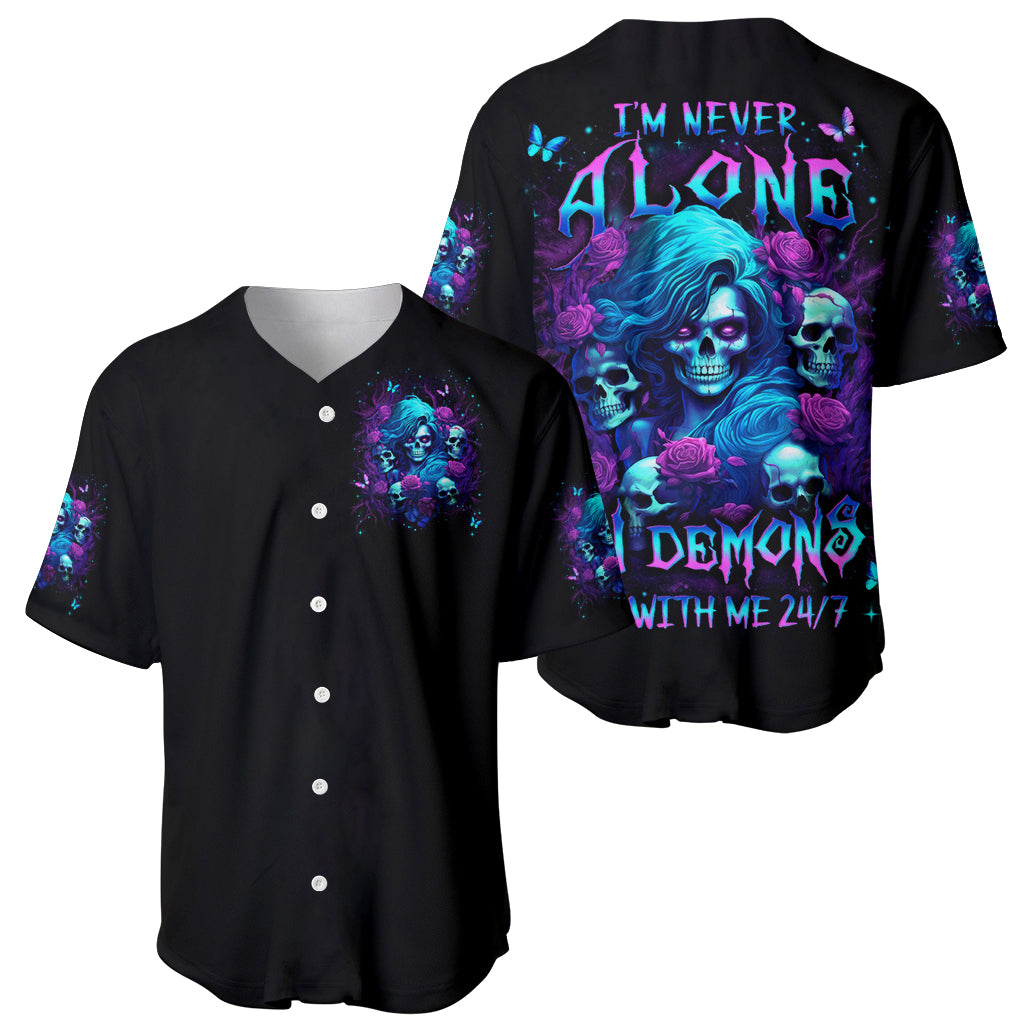 Rose Skull Im Never Alone My Demon Baseball Jersey Rose Skull Im Never Alone My Demon Baseball Jersey