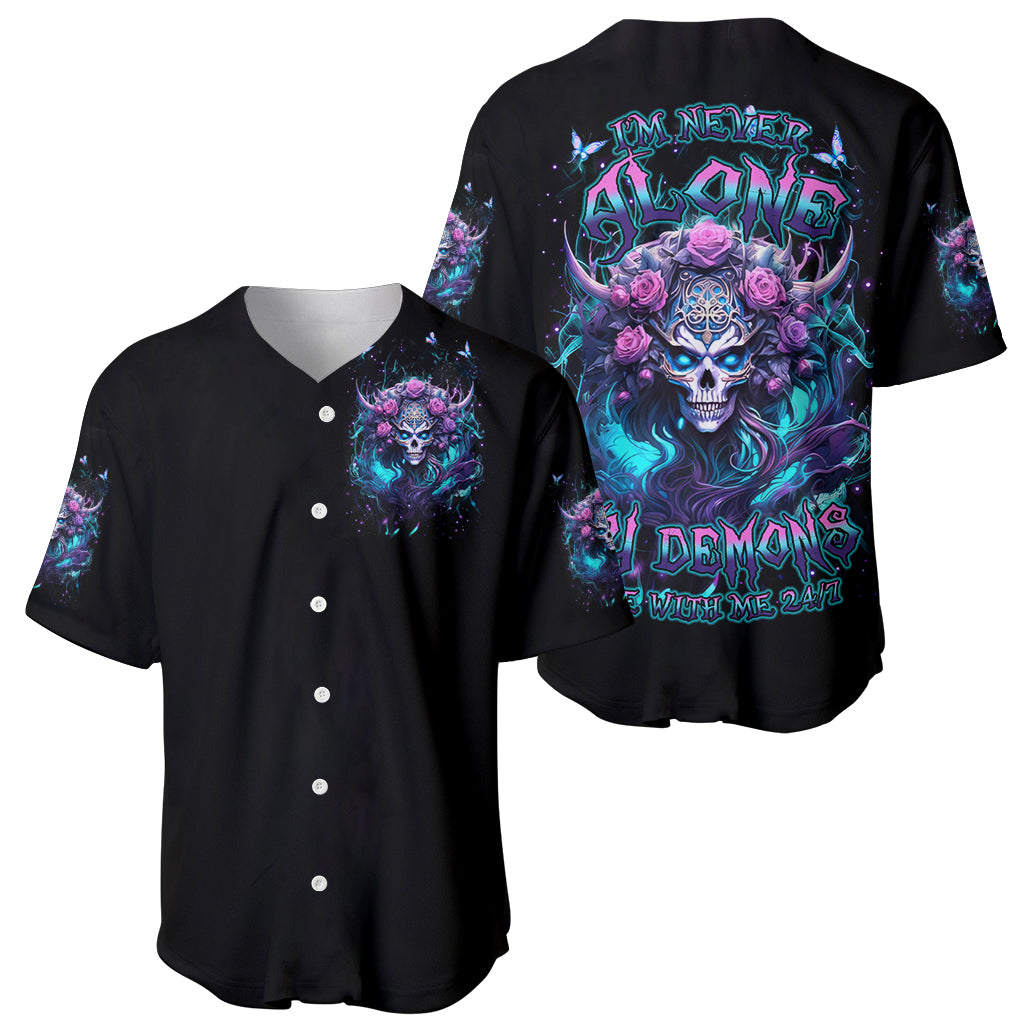 Rose Skull Im Never Alone My Demons Baseball Jersey Rose Skull Im Never Alone My Demons Baseball Jersey