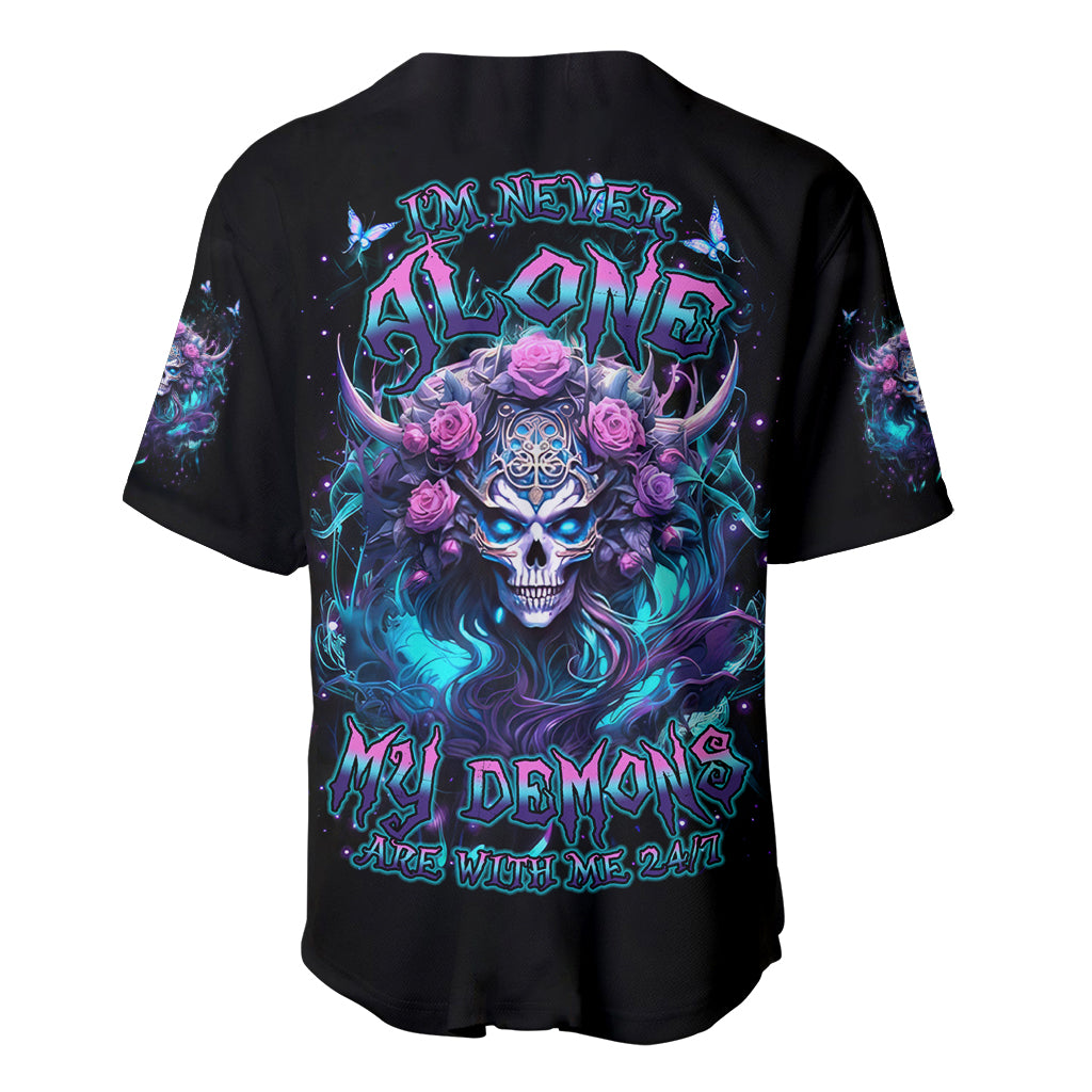 Rose Skull Im Never Alone My Demons Baseball Jersey Rose Skull Im Never Alone My Demons Baseball Jersey
