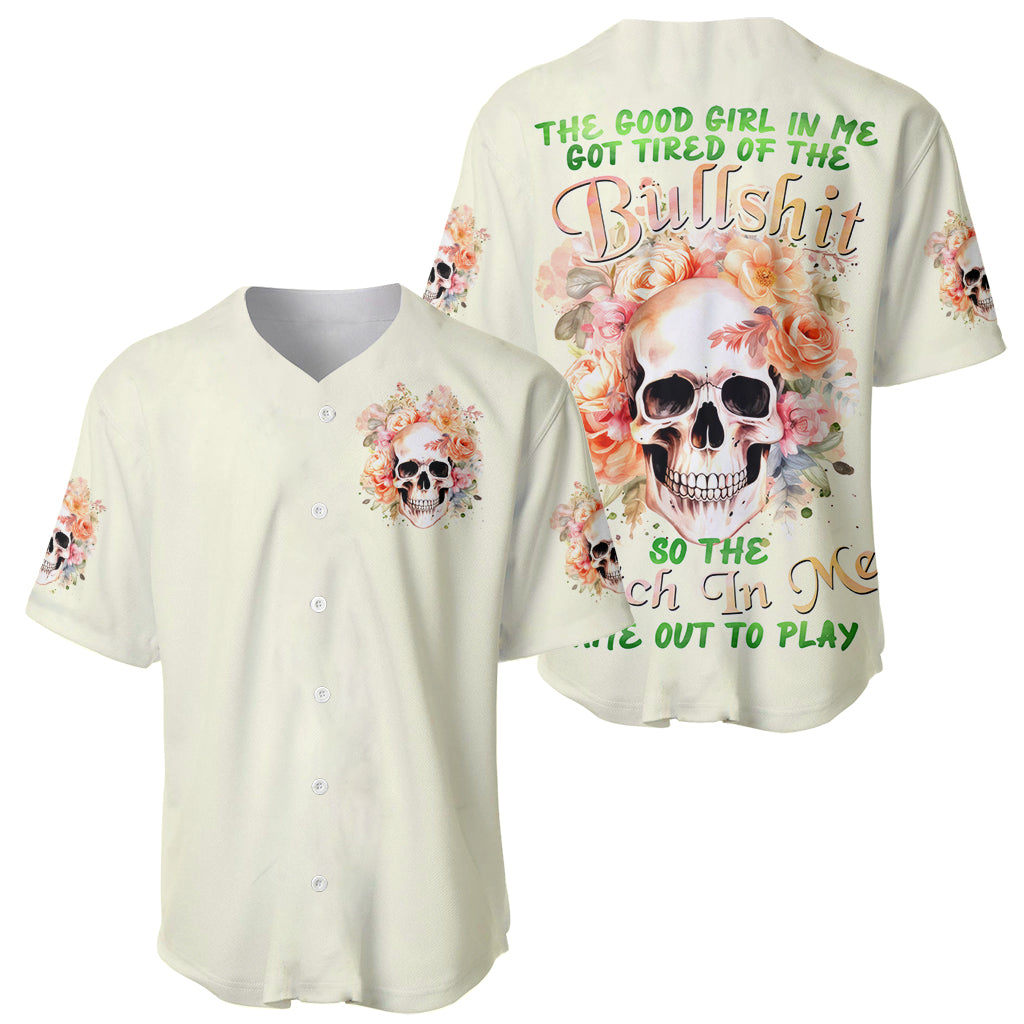 Rose Skull The Good Girl In Me Baseball Jersey Rose Skull The Good Girl In Me Baseball Jersey