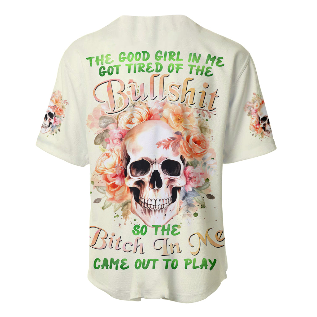 Rose Skull The Good Girl In Me Baseball Jersey Rose Skull The Good Girl In Me Baseball Jersey