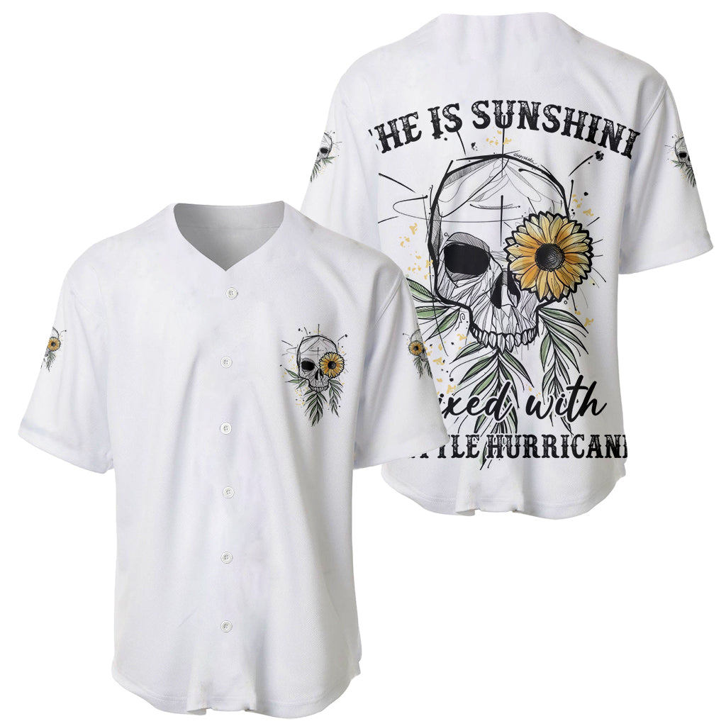 She Is Sunshine Skull Sunflower Baseball Jersey She Is Sunshine Skull Sunflower Baseball Jersey