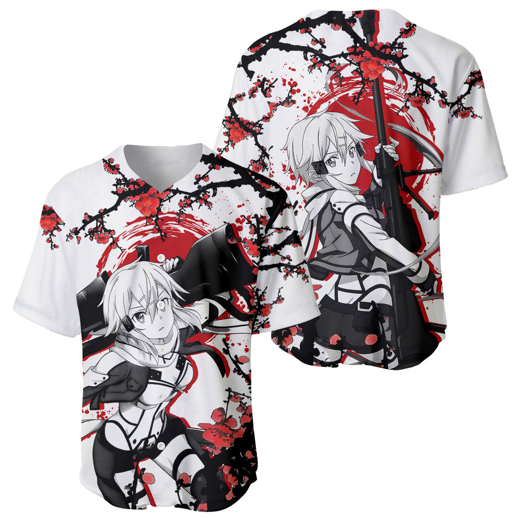 Sinon Sword Art Online Anime Baseball Jersey Sinon Sword Art Online Anime Baseball Jersey