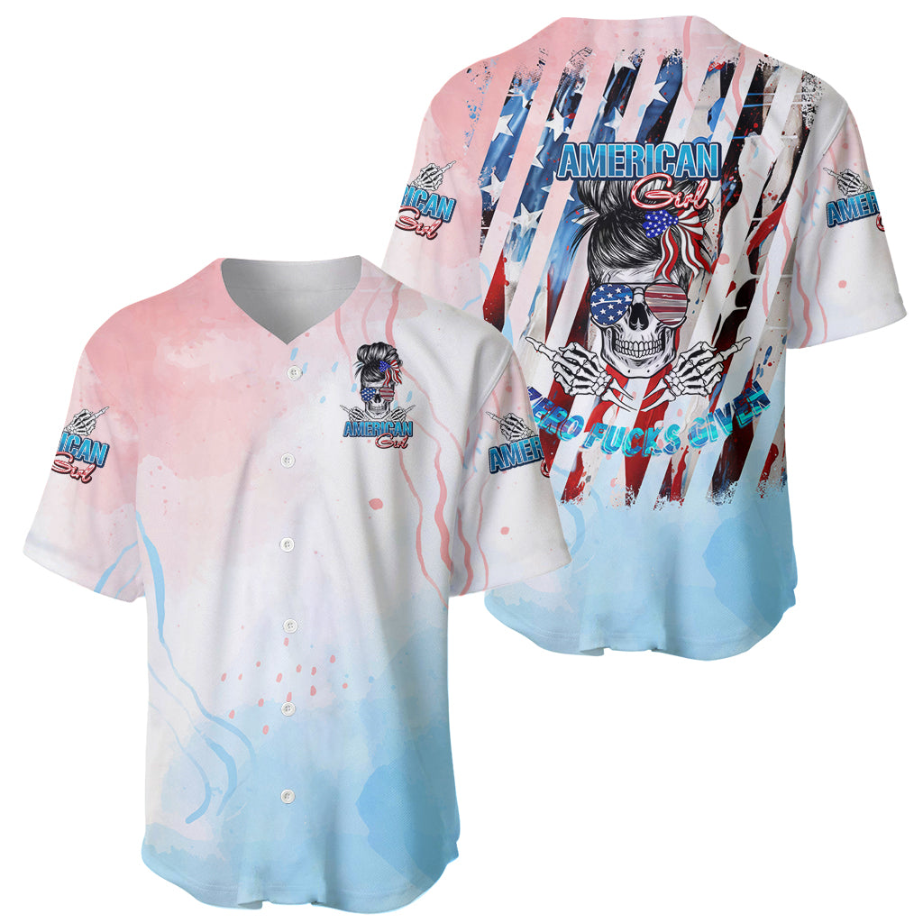 Skull Girl Never Fck Given Baseball Jersey Skull Girl Never Fck Given Baseball Jersey