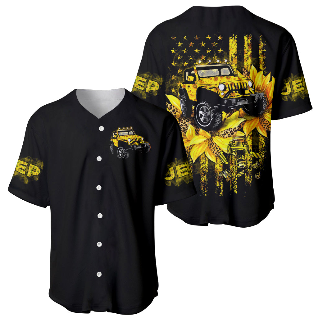 Sunflower Jeep American Flag Sunflower Jeep Baseball Jersey Sunflower Jeep American Flag Sunflower Jeep Baseball Jersey