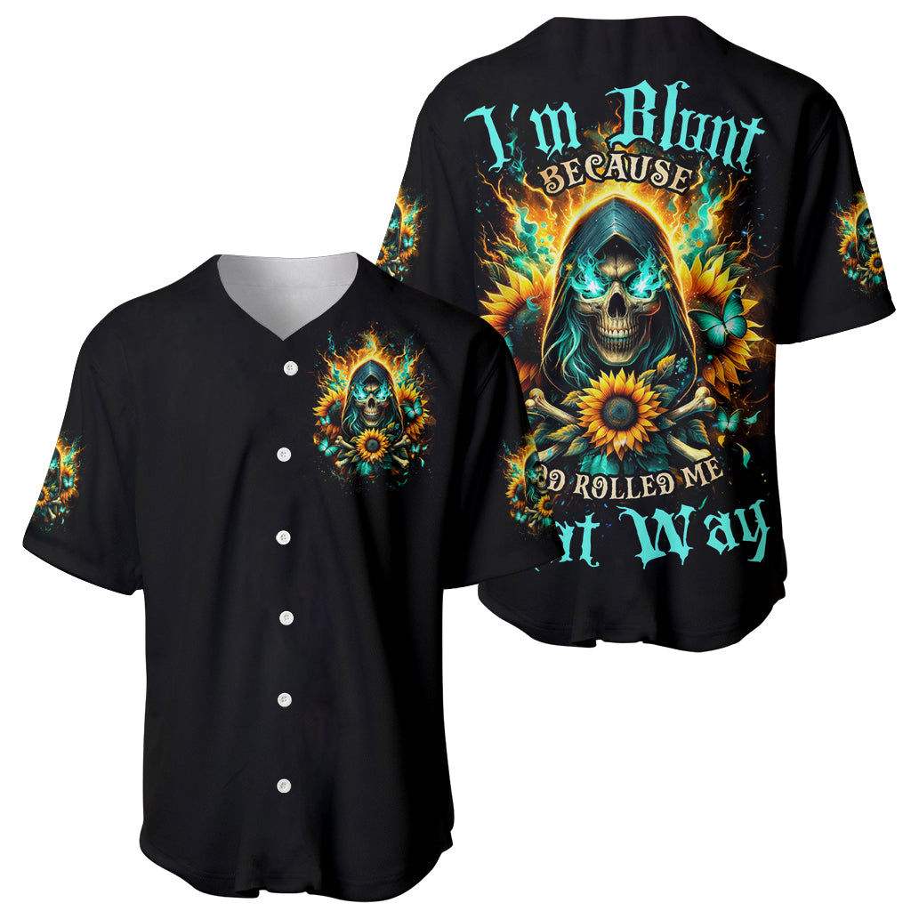 Sunflower Skull Im Blunt Because God Rolled Baseball Jersey Sunflower Skull Im Blunt Because God Rolled Baseball Jersey