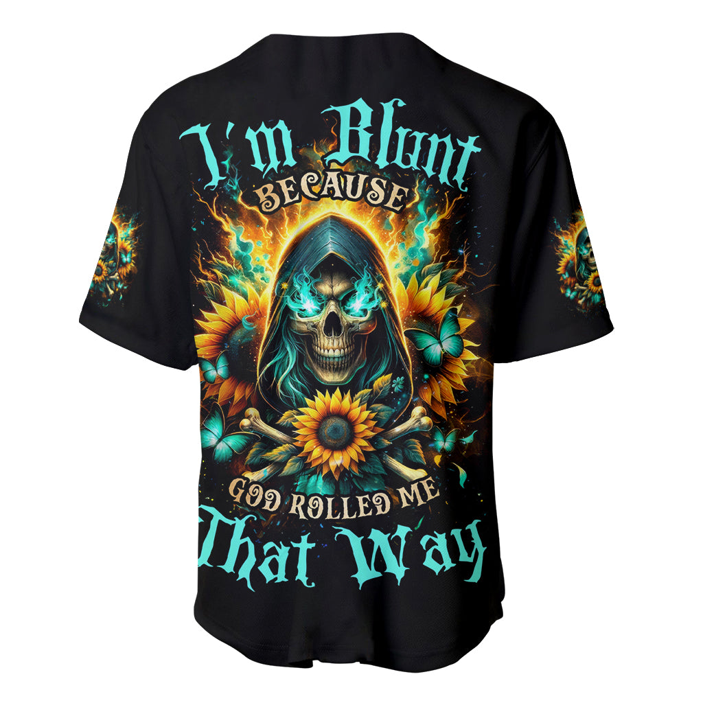 Sunflower Skull Im Blunt Because God Rolled Baseball Jersey Sunflower Skull Im Blunt Because God Rolled Baseball Jersey