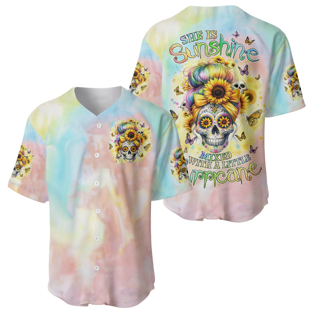 Sunflower Skull She Is Sunshine Mixed With_1 Baseball Jersey Sunflower Skull She Is Sunshine Mixed With_1 Baseball Jersey