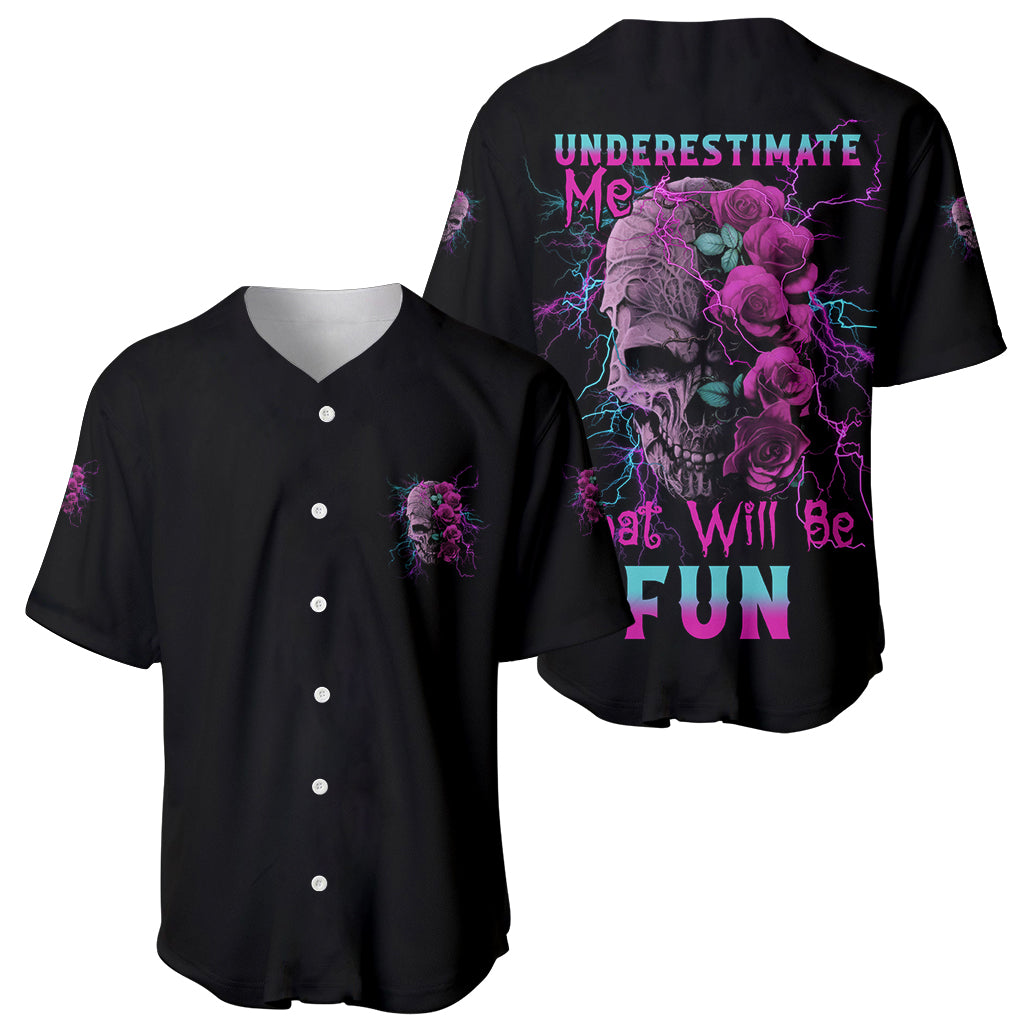 Underestimate Me Rose Skull Baseball Jersey Underestimate Me Rose Skull Baseball Jersey