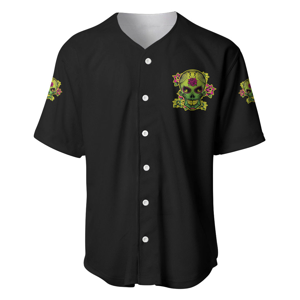 Warning This Tattooed Girl Flower Sugar Skull Baseball Jersey Warning This Tattooed Girl Flower Sugar Skull Baseball Jersey