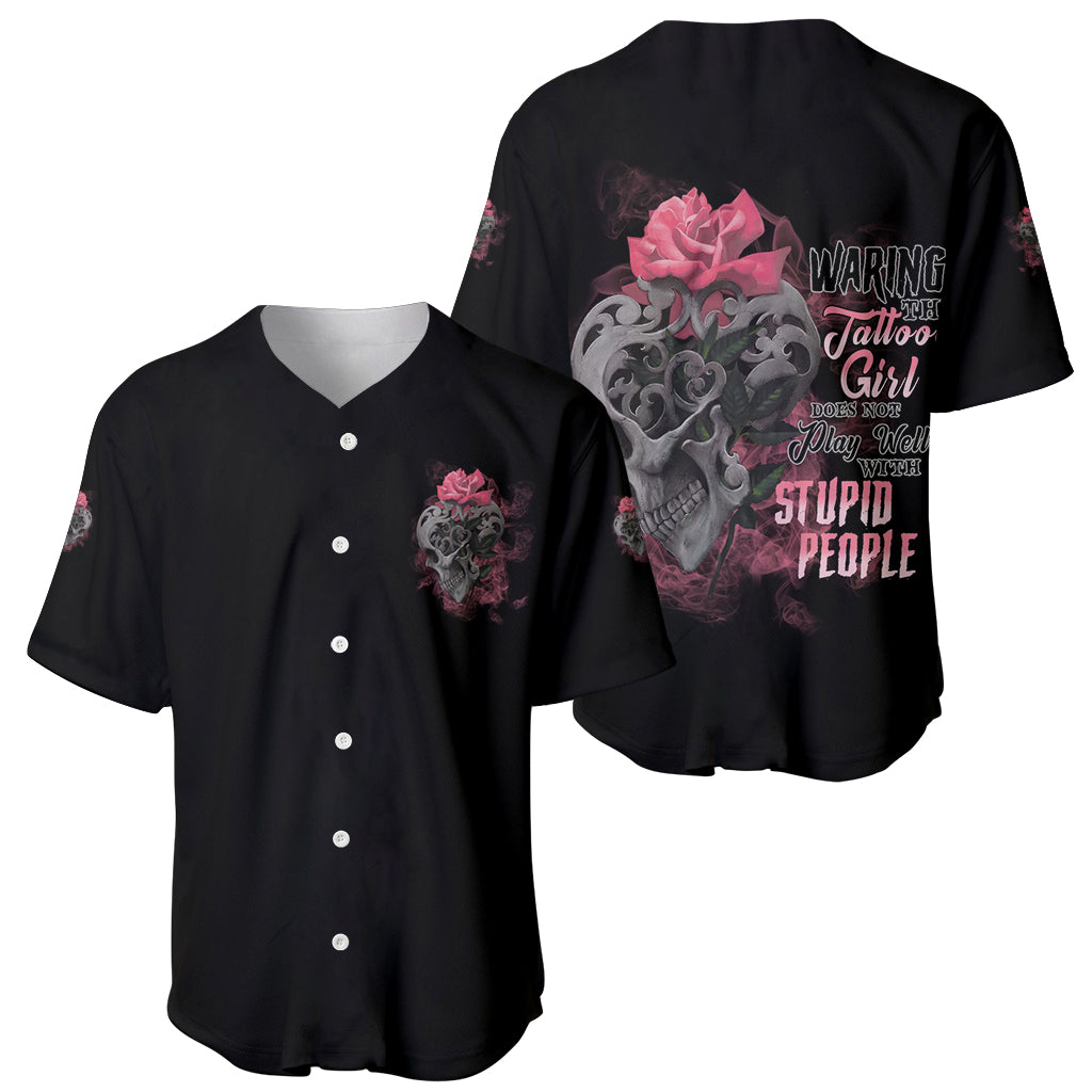 Warning This Tattooed Girl Baseball Jersey Warning This Tattooed Girl Baseball Jersey