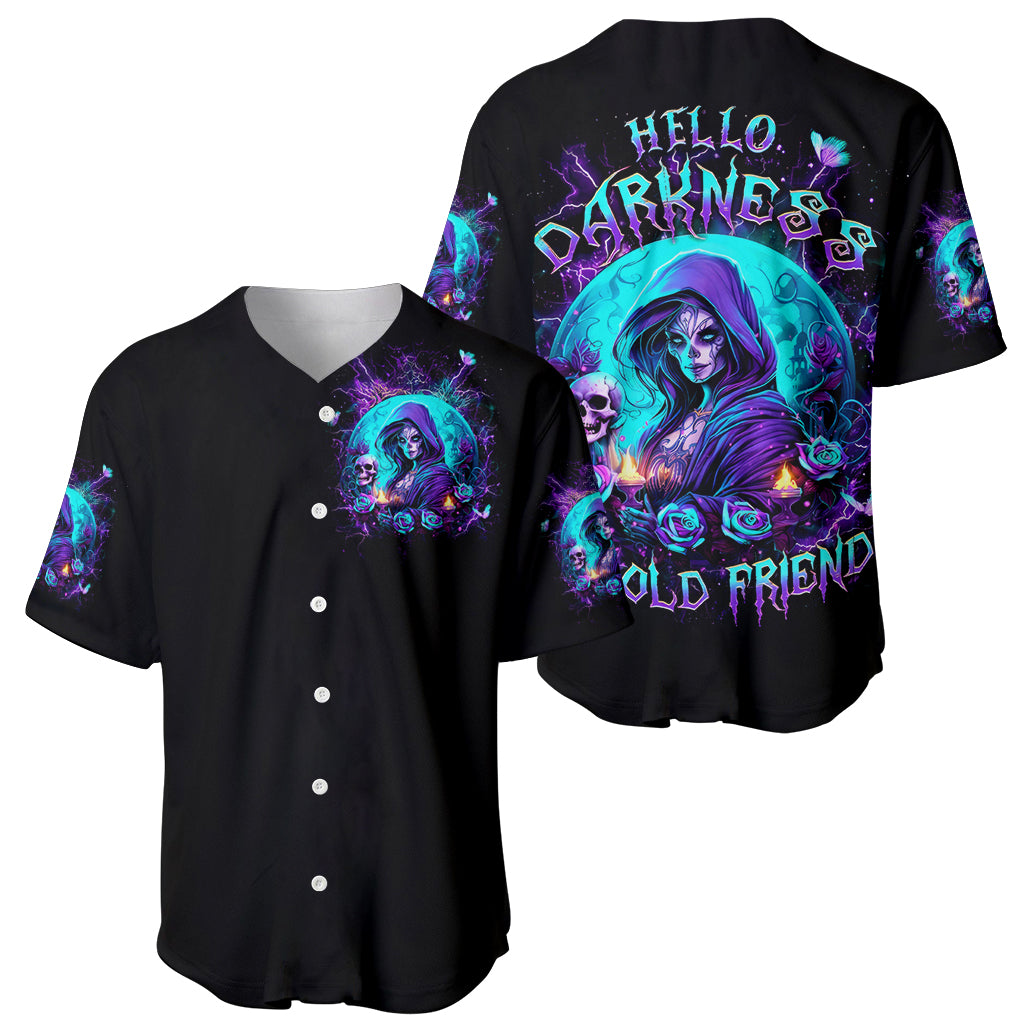 Witch Skull Hello Darkness My Old Friend Baseball Jersey Witch Skull Hello Darkness My Old Friend Baseball Jersey